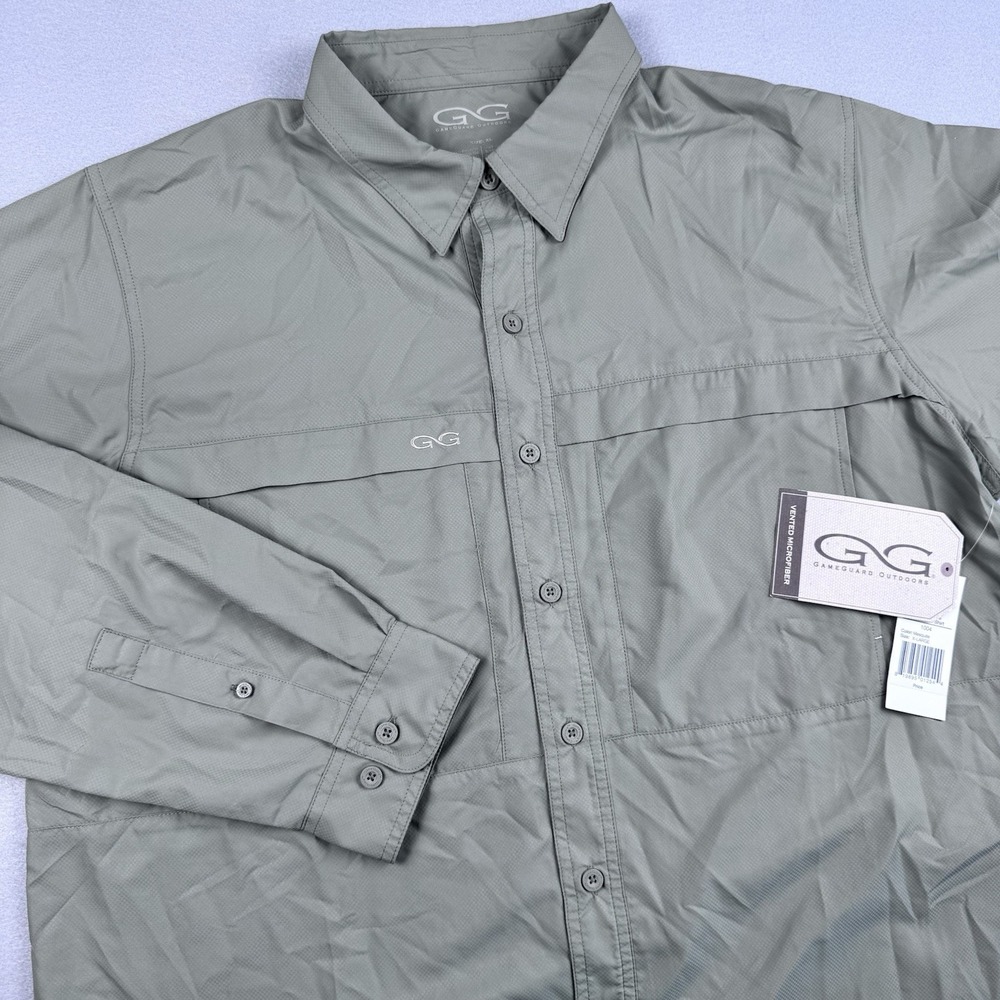 NWT GameGuard Long Sleeve Microfiber Button Shirt Men XL Mesquite Vented UPF 30+